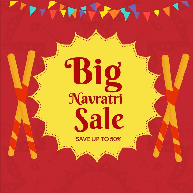 Banner design of big navratri sale template