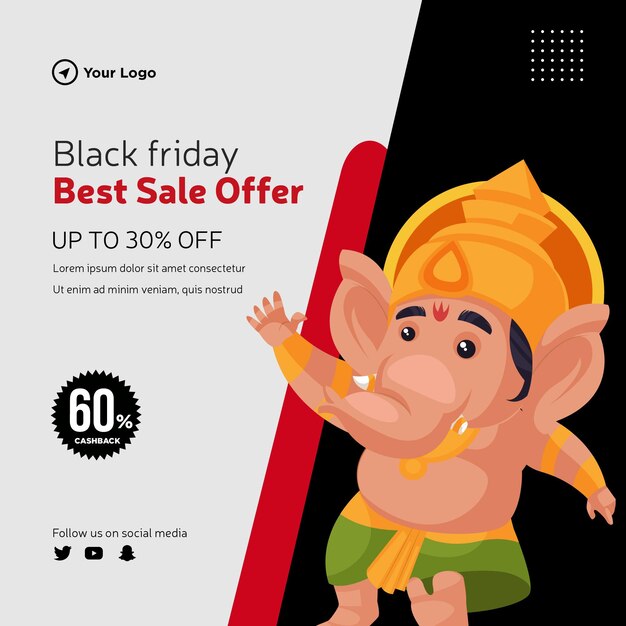 Banner design del modello di offerta migliore vendita del black friday