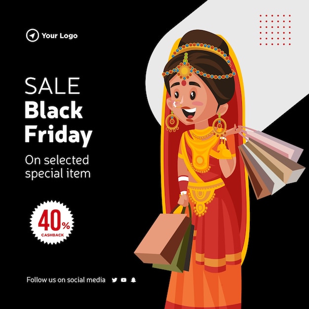 Banner design della vendita del black friday su un modello di oggetto speciale selezionato