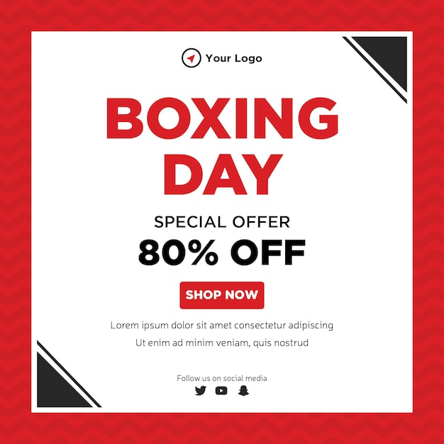 Banner design of boxing day special offer template