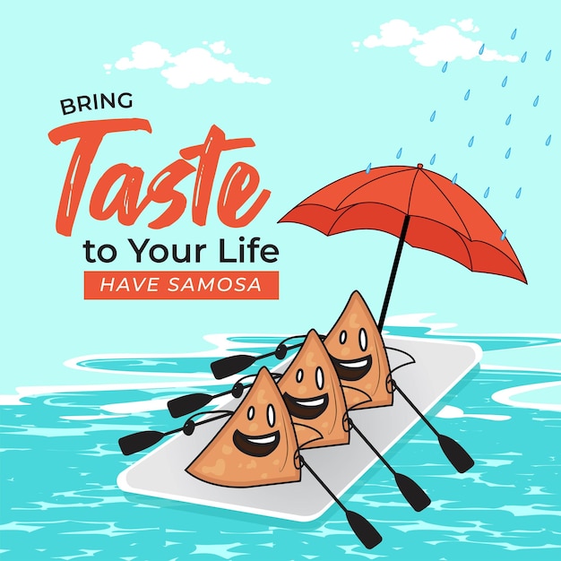 Banner design of bring taste to your life have samosa template