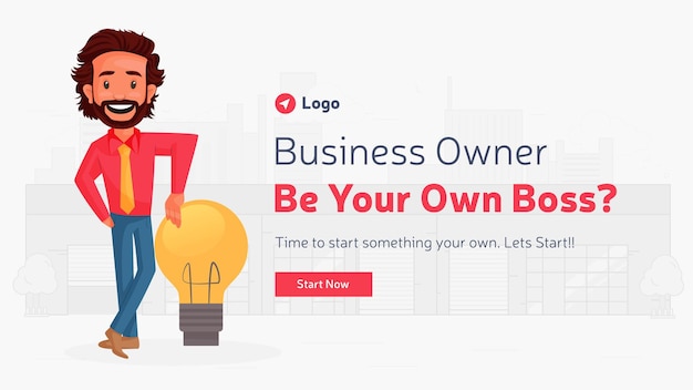 Vector banner design of business owner be your own boss