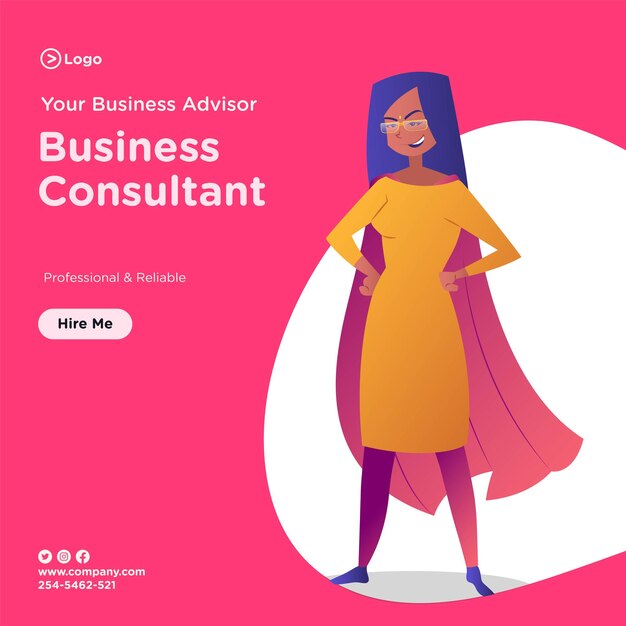 Banner design of businesswoman template