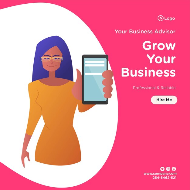 Banner design of businesswoman template