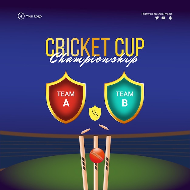 Banner design of cricket cup championship template