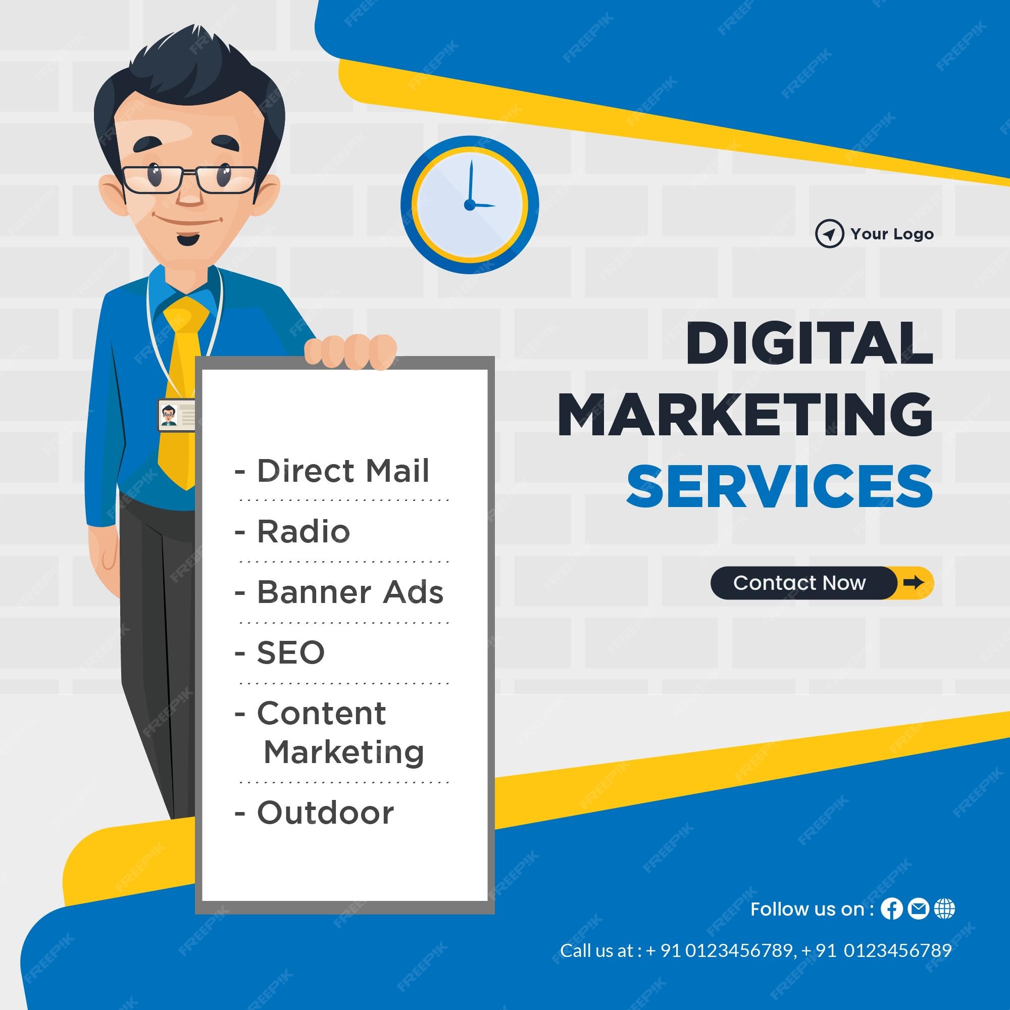 Premium Vector | Banner design of digital marketing services template