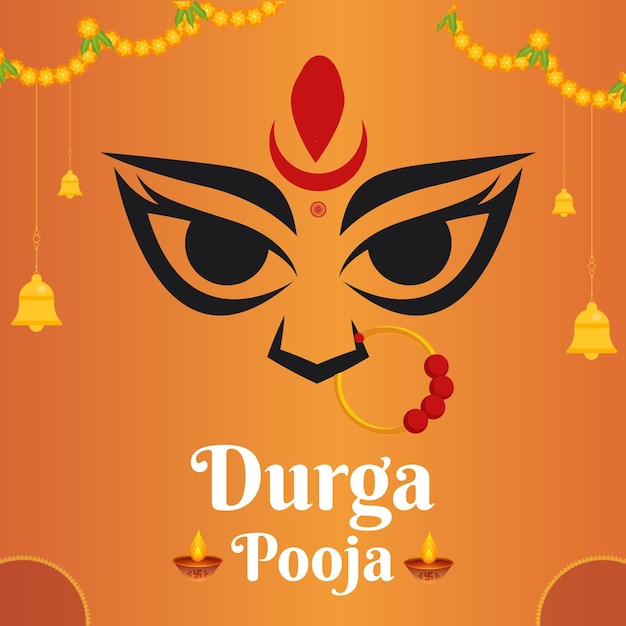 Banner design of durga pooja template