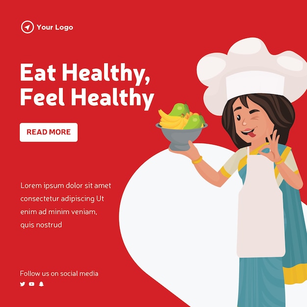 Banner design of eat healthy feel healthy template