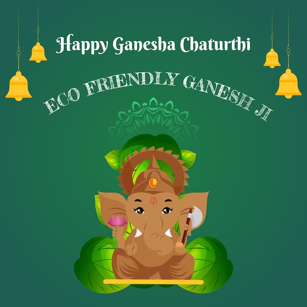 Banner design del modello di ganesh chaturthi felice ecologico