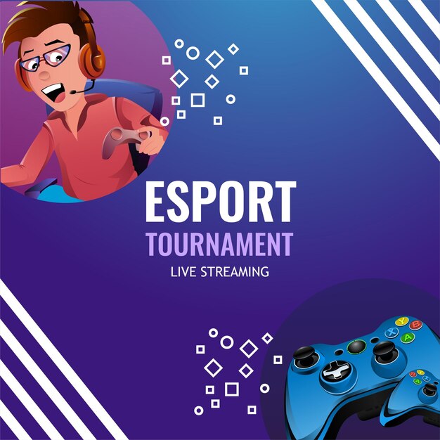 Vector banner design of esport tournament live streaming template