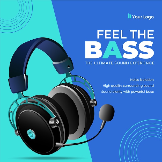 Banner design of feel the bass the ultimate sound experience template