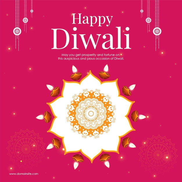 Vector banner design of festival of lights happy diwali indian festival template