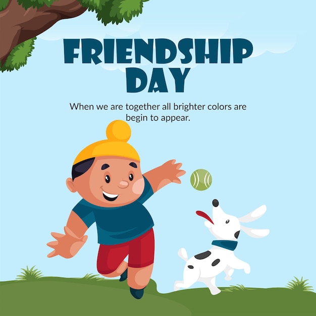 Banner design of friendship day cartoon style template