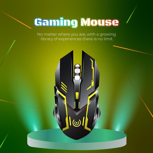 Banner design del modello di mouse da gioco