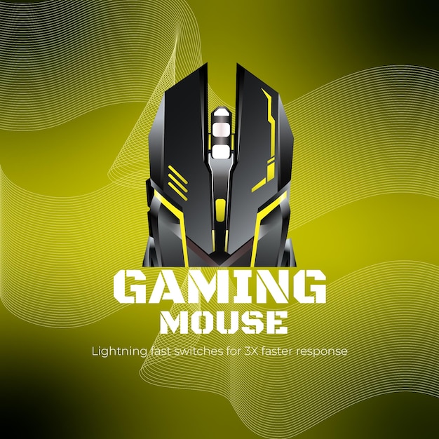 Vettore banner design del modello di mouse da gioco