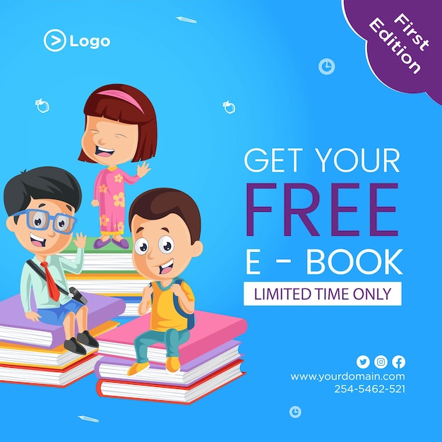 Banner design of get your free ebook template