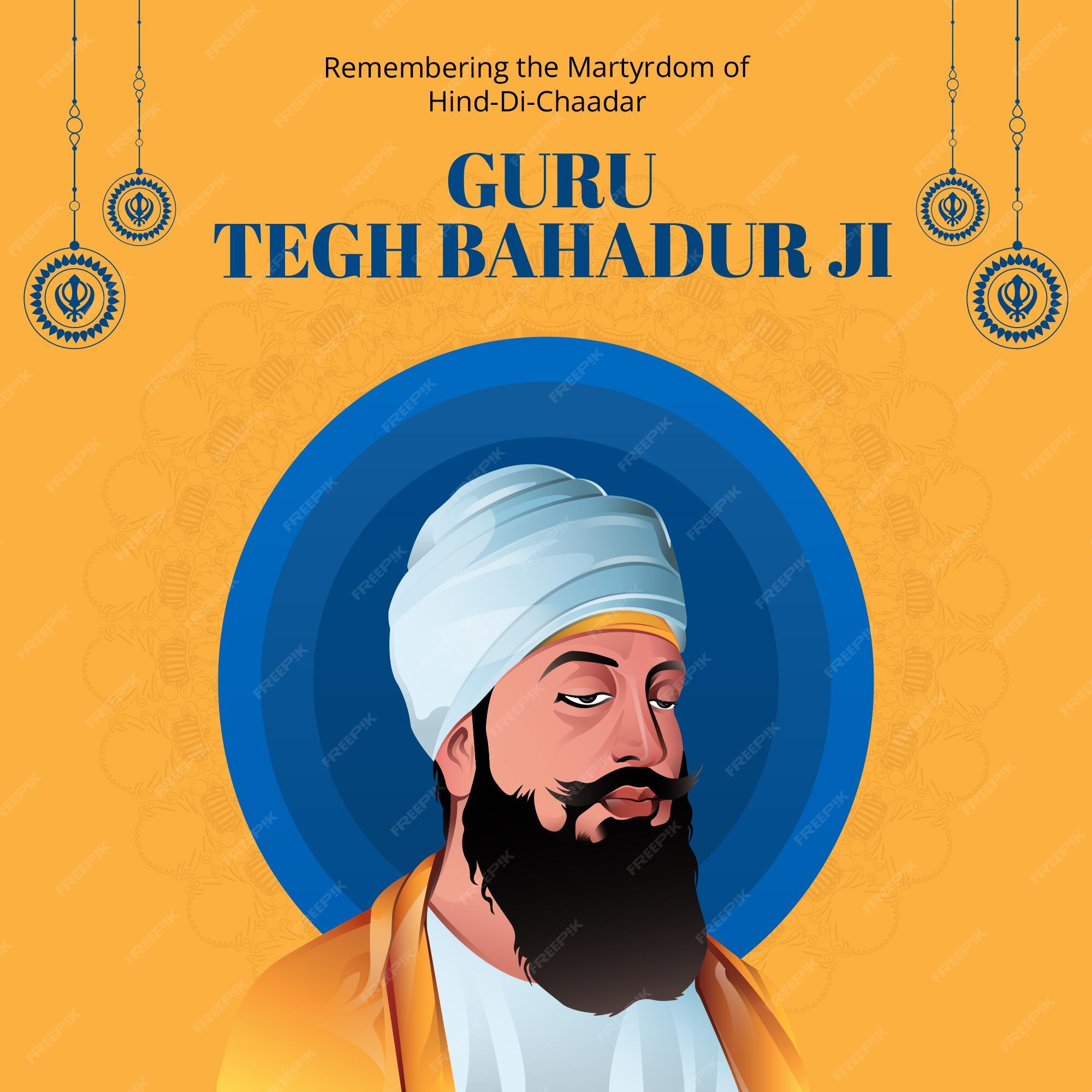 Premium Vector Banner design of guru tegh bahadur ji martyrdom day