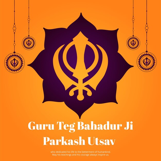 Banner design del modello guru tegh bahadur ji parkash utsav