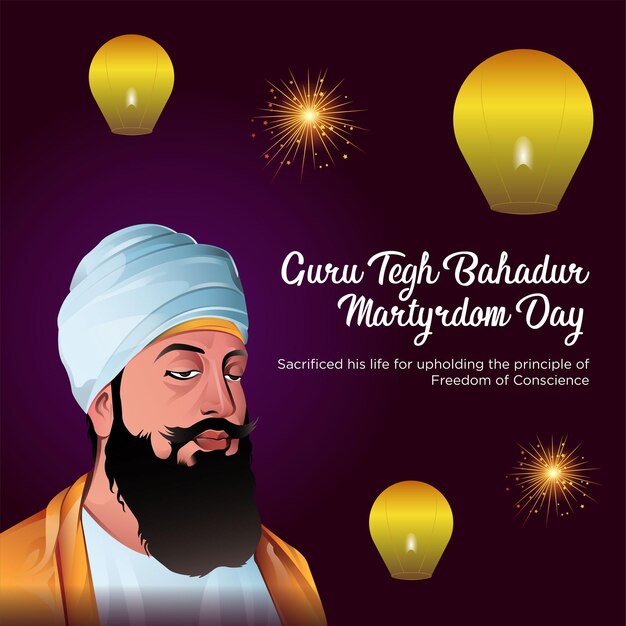 Banner design of of guru tegh bahadur martyrdom day template