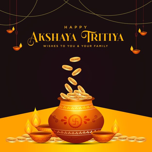 Banner design of happy Akshaya Tritiya banner template design