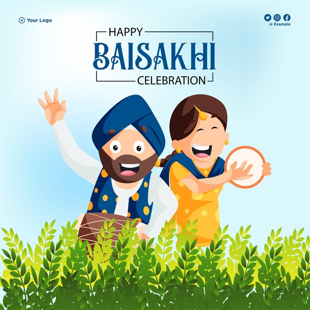 Banner design of happy Baisakhi Indian festival template