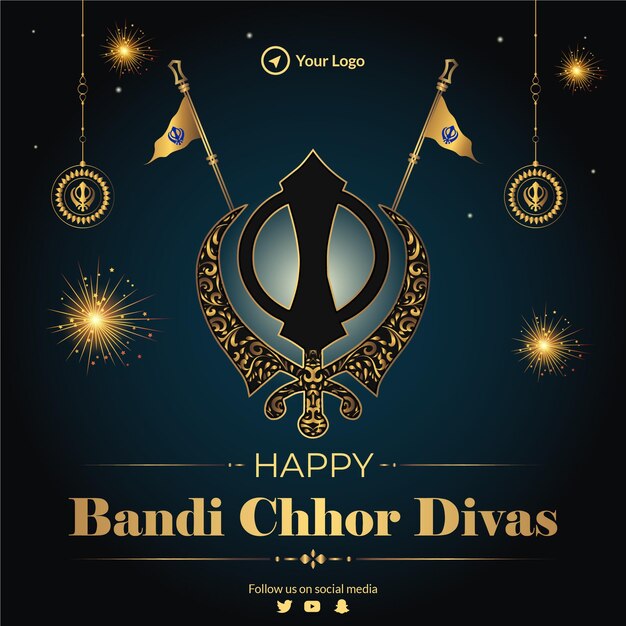 Happy bandi chhor diwas テンプレートのバナー デザイン