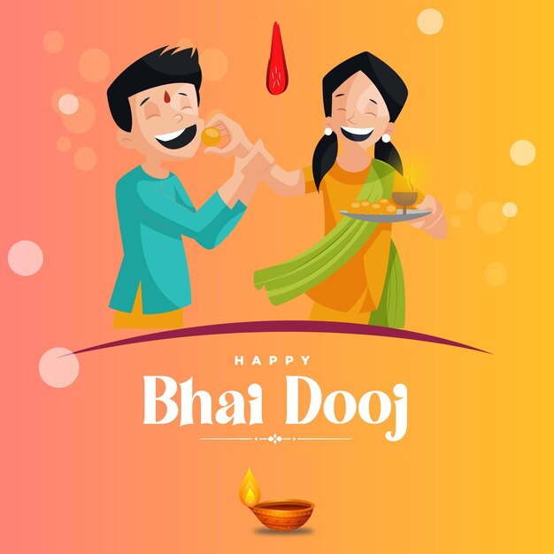 Дизайн баннера шаблона индийского фестиваля happy bhai dooj