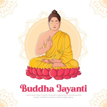 Premium Vector | Banner design of happy buddha jayanti cartoon style  template