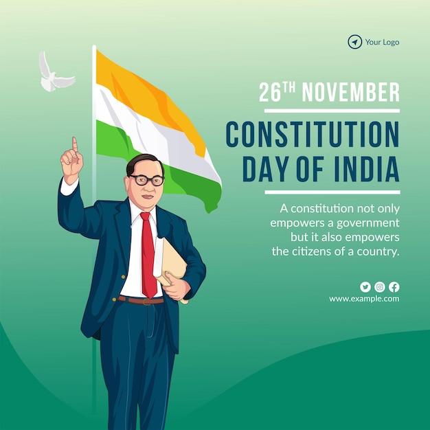 Banner design of happy constitution day of india template