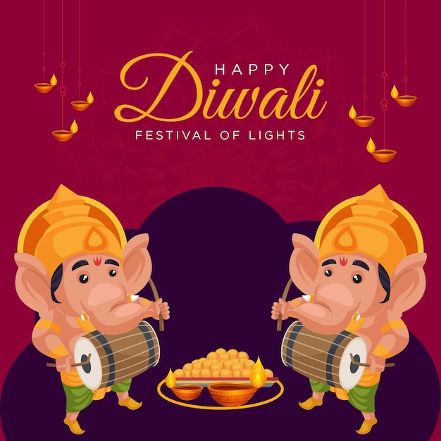 Banner design of happy Diwali festival of lights template