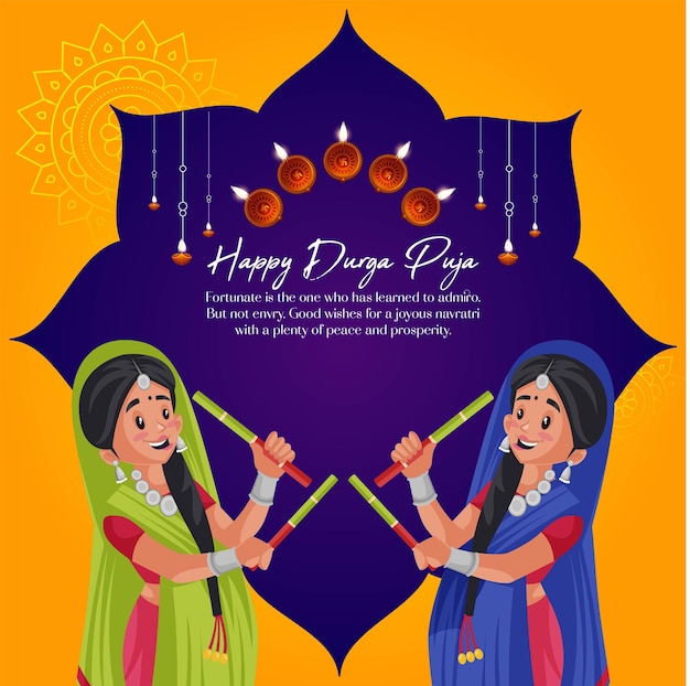 Banner design of happy durga puja template