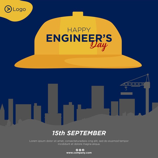 Banner design of happy engineers day cartoon style template