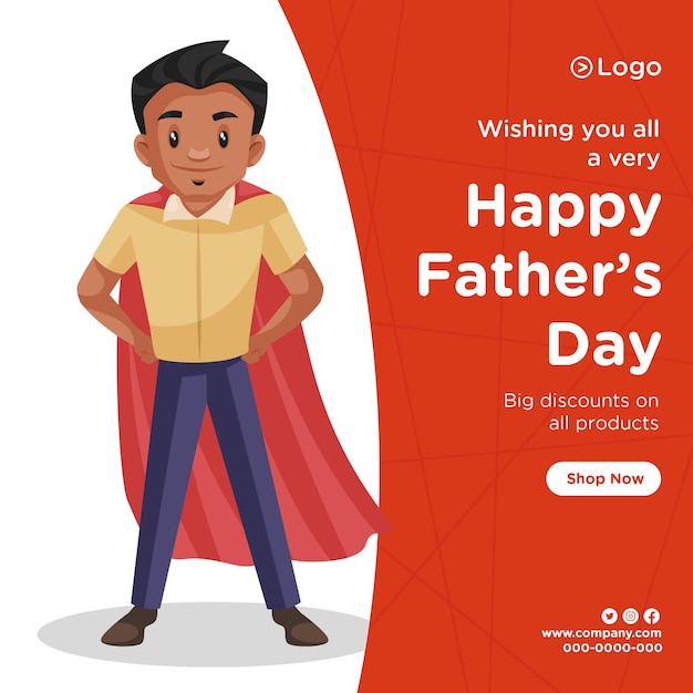 Banner design of happy fathers day discount on all products cartoon style teamplate
