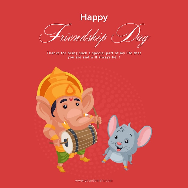 Banner design of happy friendship day cartoon style illustration