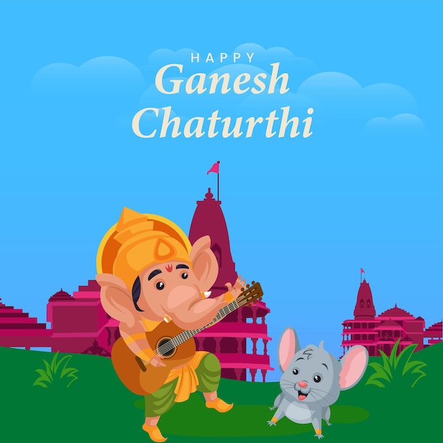 Banner design di felice modello di festival indiano ganesh chaturthi