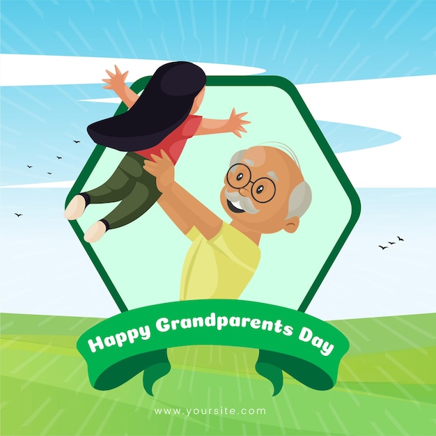 Banner design of happy grandparents day cartoon style template