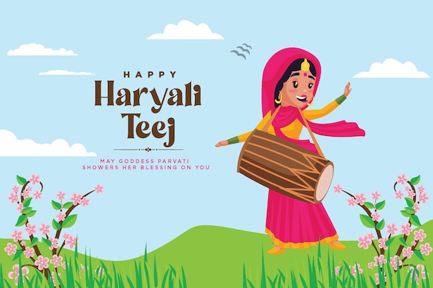 Banner design of happy haryali teej festival template