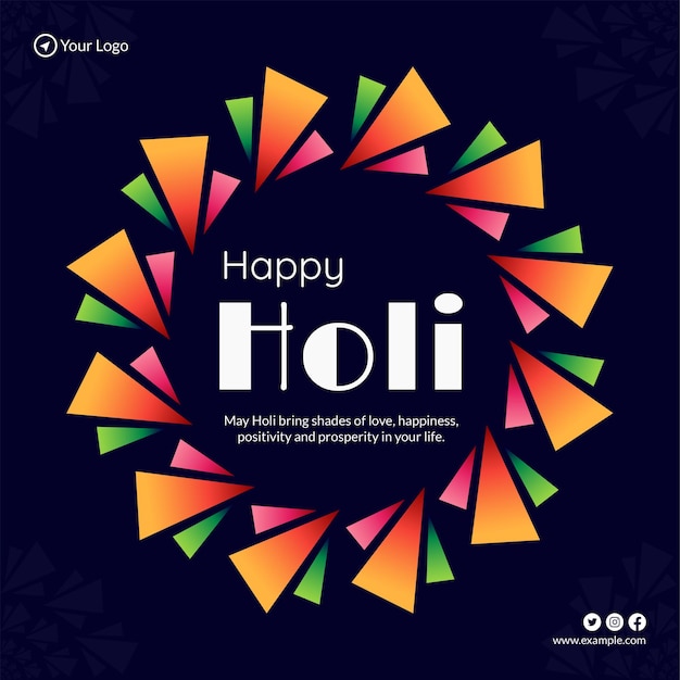 Banner design of happy Holi festival of colors template