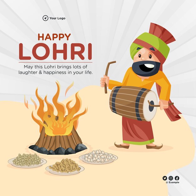 Banner design del modello in stile cartone animato felice lohri