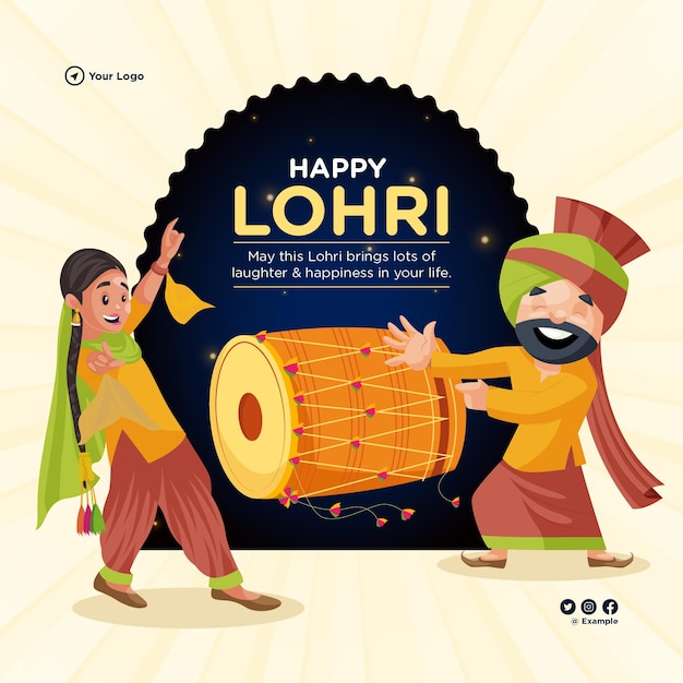 Banner design of happy lohri template