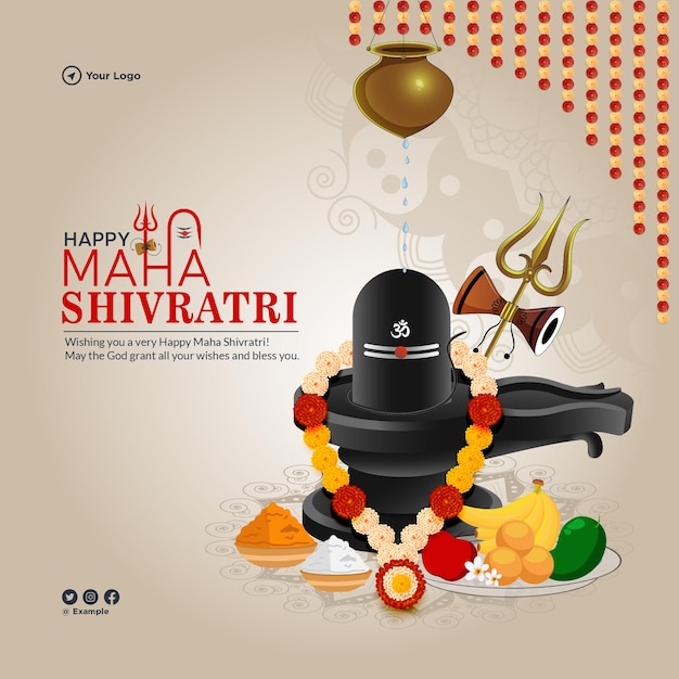 Banner design del modello di festival indù maha shivratri felice