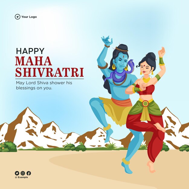 Vector banner design of happy maha shivratri hindu festival template