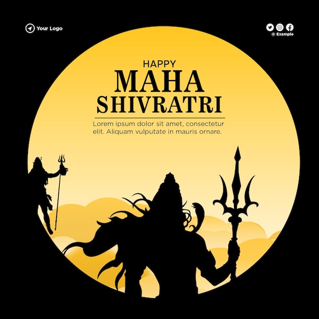 Banner design of happy maha shivratri hindu festival template