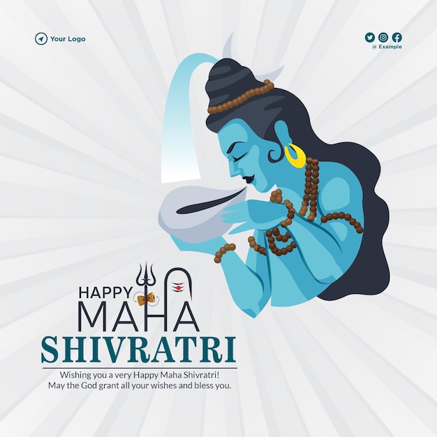 Vector banner design of happy maha shivratri hindu festival template