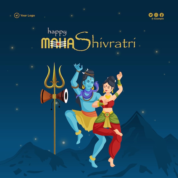 Banner design of happy maha shivratri indian hindu festival template