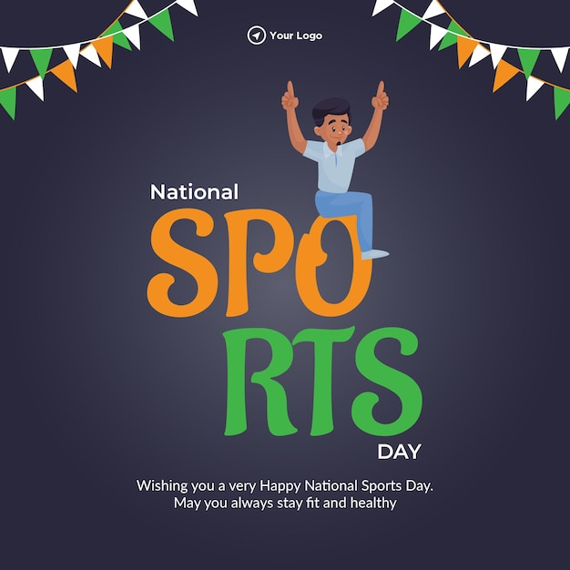 Banner design of happy national sports day template