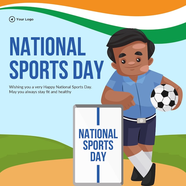 Banner design of happy national sports day template