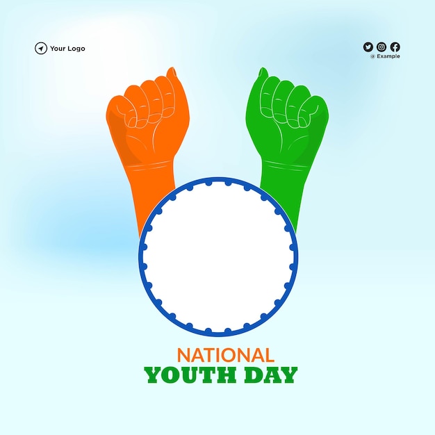 Banner design of happy national youth day template