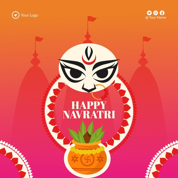 Vector banner design of happy navratri indian festival template