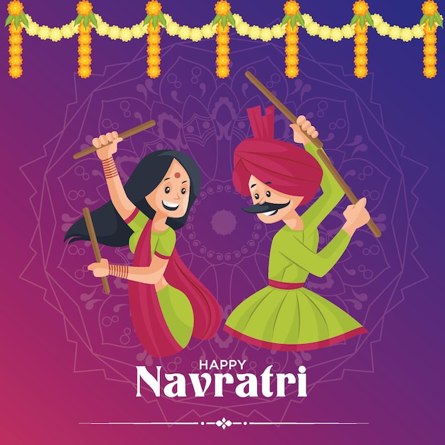 Vector banner design of happy navratri indian festival template